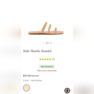 BC Side Hustle Sandal VACCHETTA V-LEATHER SIZE 7